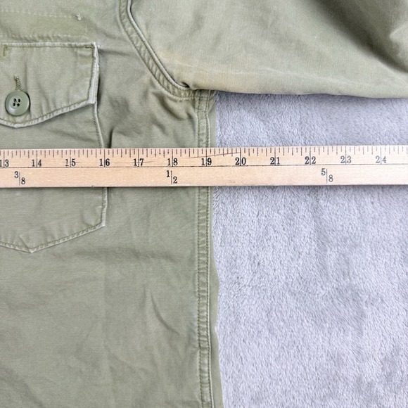 Levis Shirt Jacket Womens Small Olive Green Embroidered Flowers Military Utility - Picture 3 of 16